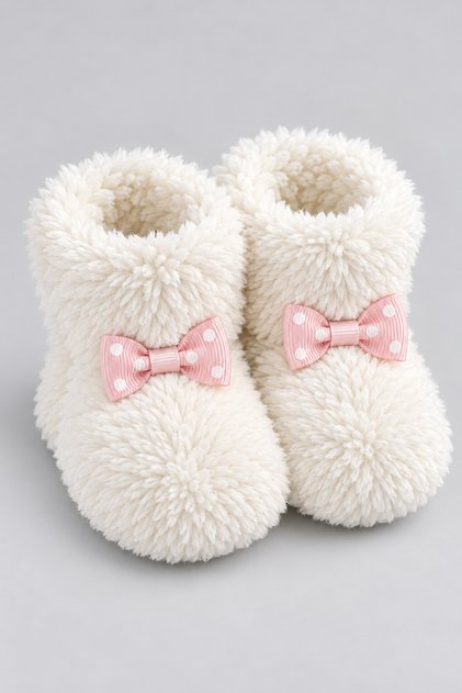 Baby Girl Bowknot Plush Booties