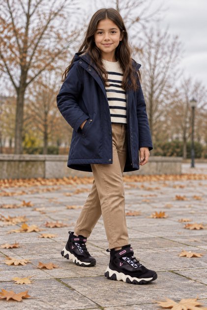 Rd-7389 Anatomical Sole Girls' Black Color Daily Use Winter Children's Boots