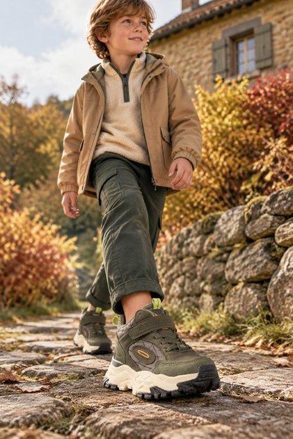 Trh-1585 Anatomical Sole Boys' Khaki Color Daily Use Winter Children's Boots