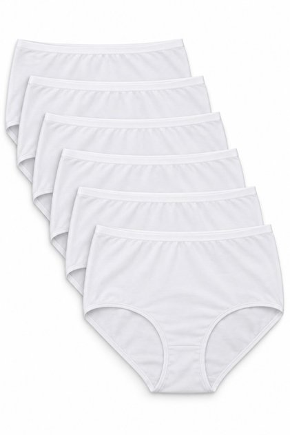 Women's 6-Piece White Non-Marking High Waist Bato Panties