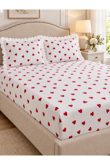 Firfirli Pillowcase and Elastic Bed Sheet Set [Single, Double, King Size, Medium Sizes]
