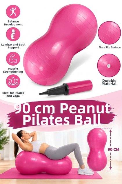Peanut Shaped Blue Pilates Ball and Pilates Ball Pump
