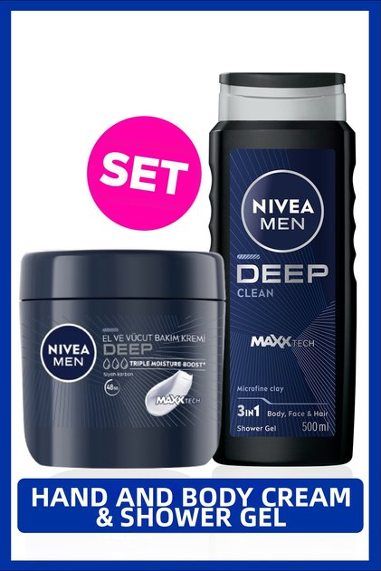 Men Men's Grooming Dowry Set Deep Shower Gel 500ml and Body Care Cream 400ml