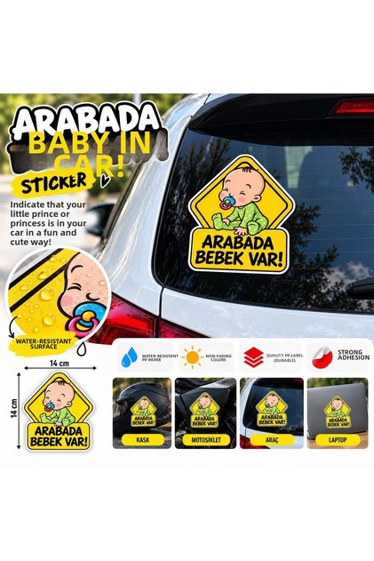 There Is a Baby in the Car Sticker 14X14 cm – Waterproof Pp Paper – Car Rear Window Sticker with Baby Figure