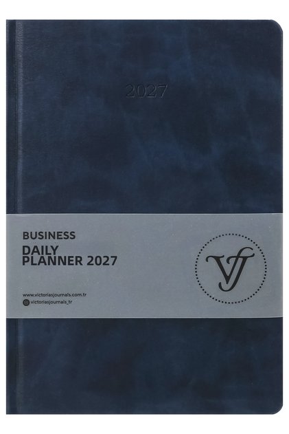 Business 2027 Daily Agenda 17X24 cm – Vegan Leather Hard Cover, 12 Bookmarks, 1 Page Per Day
