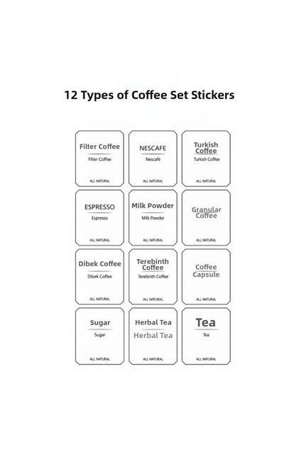 12 Pcs White Coffee Set Label Waterproof Framed Coffee Corner Set Label 5.4 X 4.5cm Sticker Label
