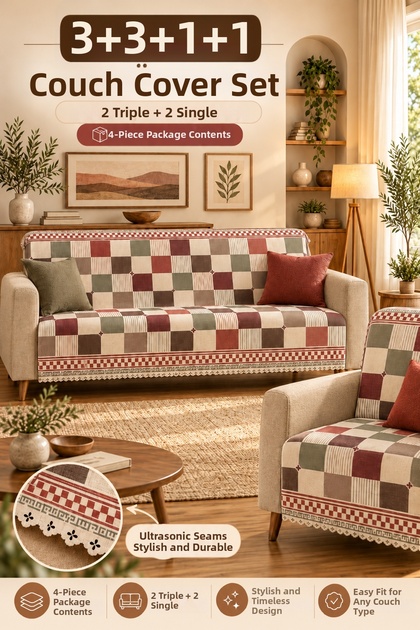 Multi-Purpose Sofa Cover,Sofa Bed Cover Set with Non-Slip Sponge 3,3,1,1