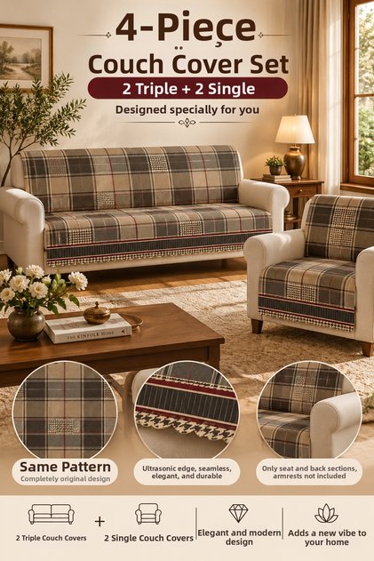 Multi-Purpose Sofa Cover,Sofa Bed Cover Set with Non-Slip Sponge 3,3,1,1