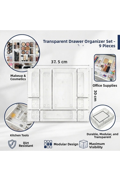 Pet Transparent Compartmentalized Organizer 9 Pieces