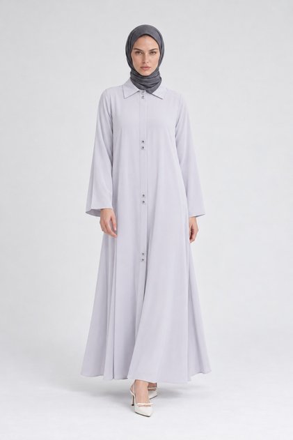 Double Button Detailed Ferace Gray