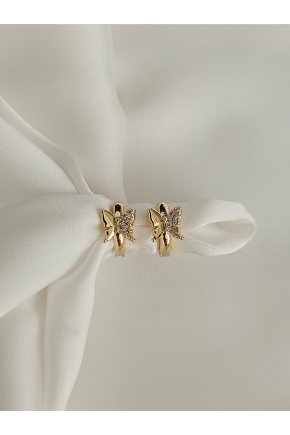 Children's stainless steel non-tarnish Xuping butterfly detail tiny hoop earrings