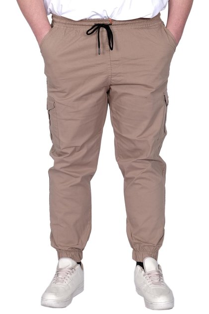 Mode XL Plus Size Men's Pants Linen Cargo Jogger 21911 Cappucino