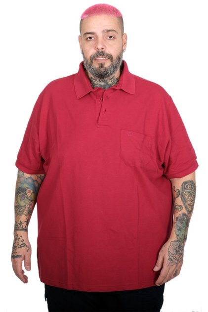 Fashion XL Battal Size Men's Tshirt Polo Collar Pocket Classic Pique 20552 Claret Red