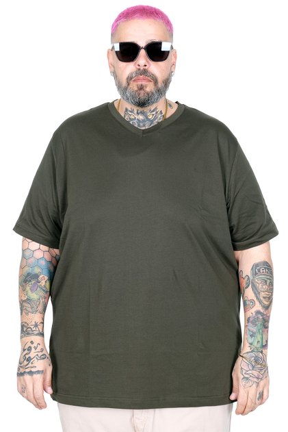 Tricou Mode XL Mărime Mare cu decolteu în V 20032 Kaki