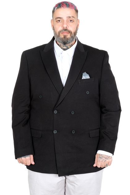 Mode XL Büyük Beden Erkek Kruvaze Blazer Ceket 26021 SIYAH