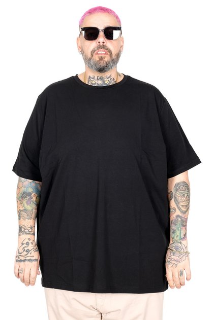 Mode XL Large Size Lycra T-Shirt Crew Neck 20149 Black