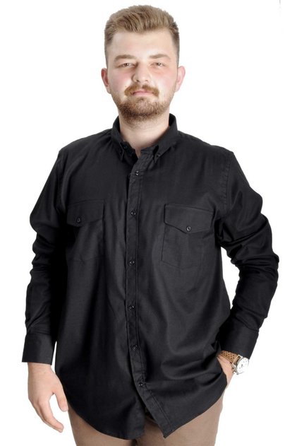 Mode XL Men's Shirt Ukol Gabardin Double Pocket 20360 Black
