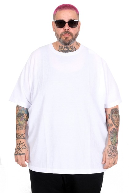 Plus Size Waffle Textured Crew Neck T-Shirt 20033 White