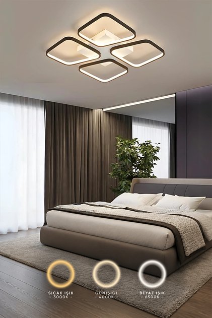 Aleda Modern 3 Renk Ledli Mimari Tasarım Plafonyer Ledli Avize Led Avize