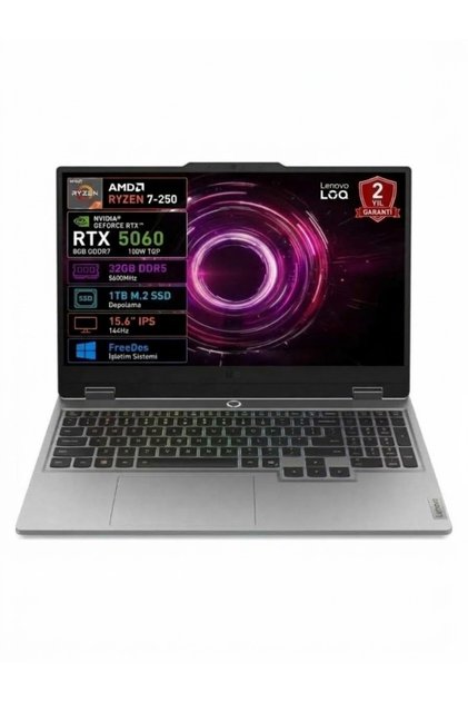 LOQ 83JG00BJTR Ryzen7 250 32GB 1TBSSD RTX5060 15.6 FreeDOS Dizüstü Bilgisayar