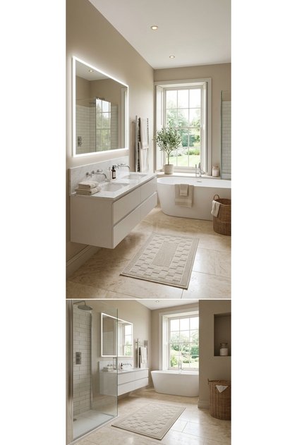 2-Piece Terry Cloth Bath Set (BATHROOM TEXTILES/MODERN/NATURAL/SIMPLE/STYLISH NON-SLIP BOTTOM)
