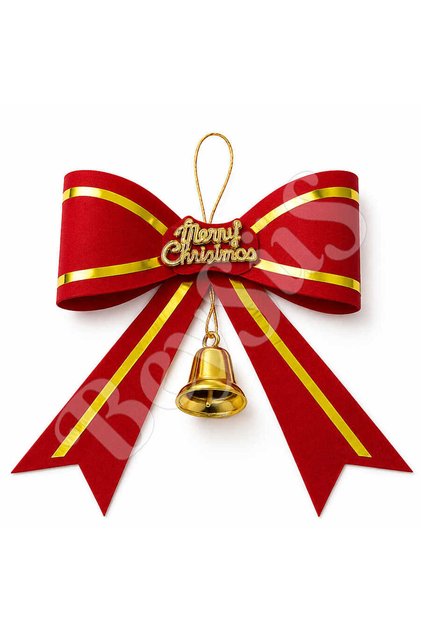 Christmas Pine Tree Ornament Bow Red Merry Christmas