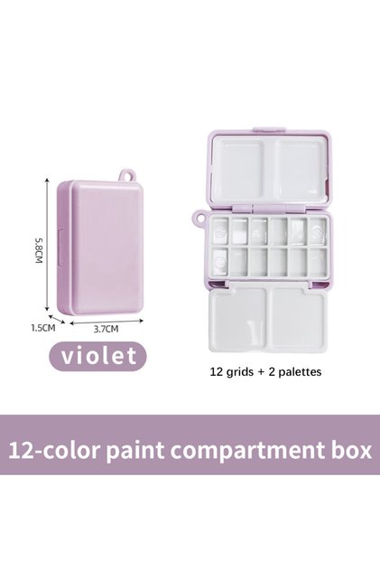 Violet-12 Mixing Palette Box Travel Painting Palette with 12 / 24 Half Boxes Mini Plastic independen