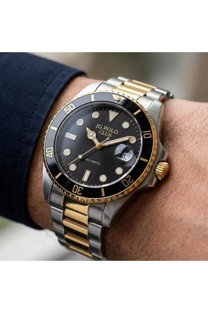 Automatic Mechanism Gold Silver Steel Cord 2 Years Warranty Men's Wristwatch Ls03157M.3