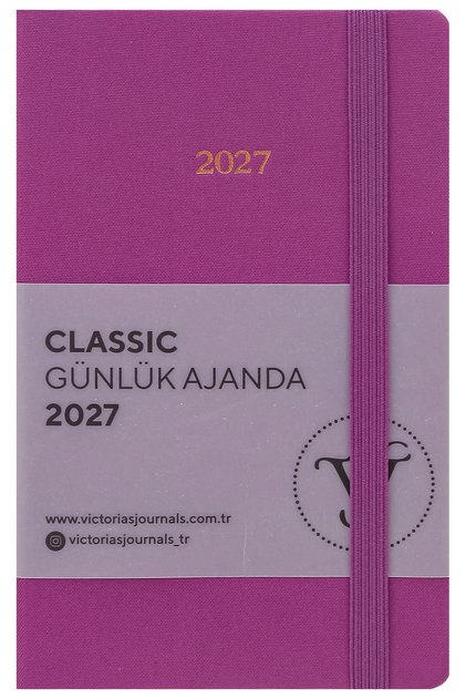Classic 2027 Daily Planner – Linen Hard Cover, 9X14 Cm, Elastic, Pocketed – Purple