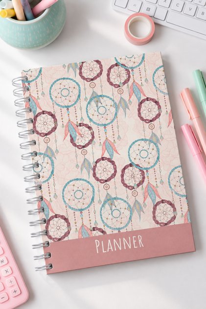 Premium Undated Planner Agenda – 17X24 Hard Cover, Spiral Bound, with Stickers