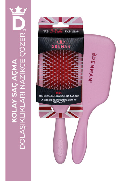 D38 Detangling & Styling Paddle Saç Fırçası Pink Crush