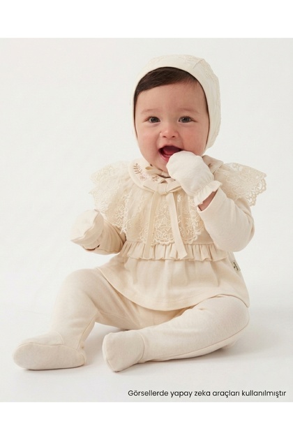 Eid Season Lace Collar Organic Cotton Piece 5-Piece Girls Hospital Discharge Bodysuit Set