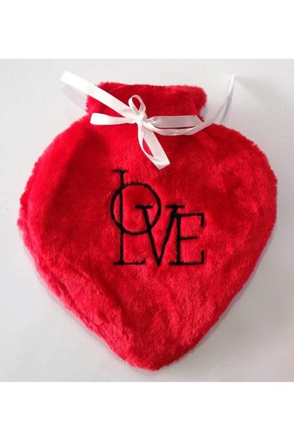 Heart Plush Hot Water Bag Red