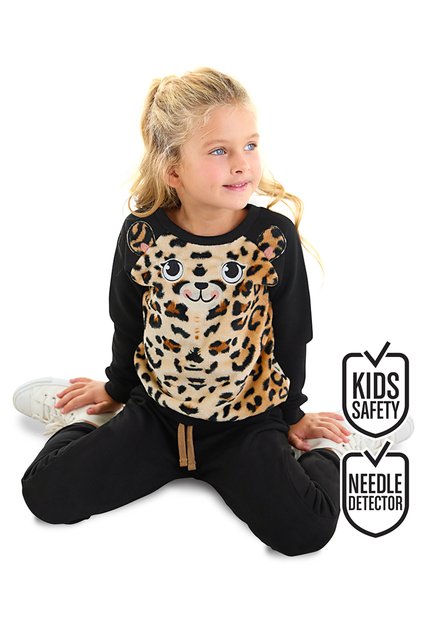 Plush Leopard Girls' Winter Tracksuit Set