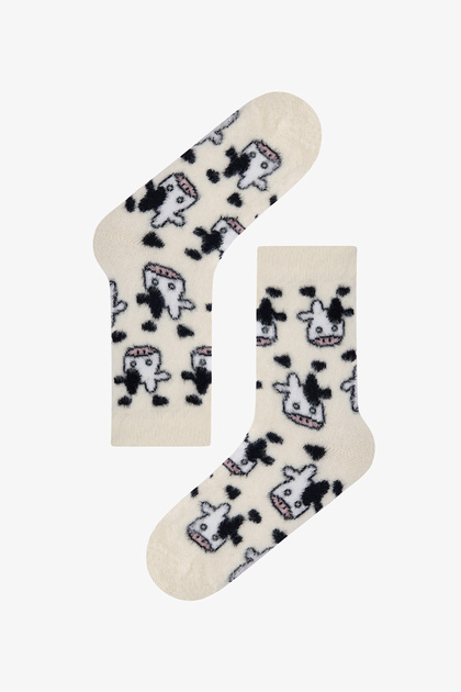 Warm Fuzzy Cow Soket Çorap