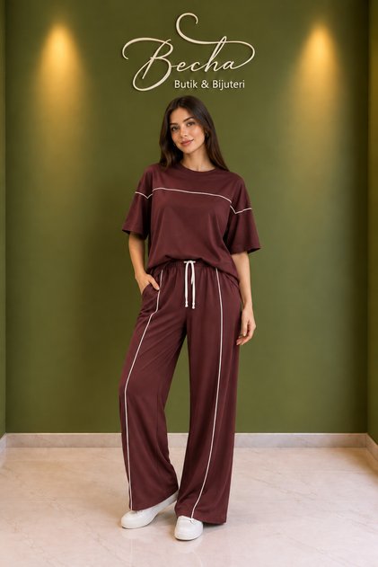 Striped Front Crew Neck Set