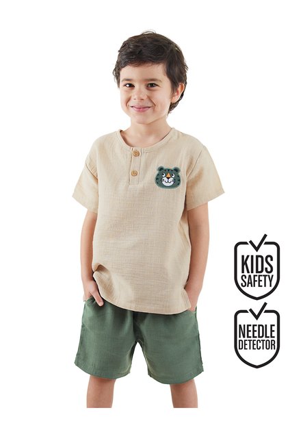 Tiger Summer Boy Muslin Shorts Set