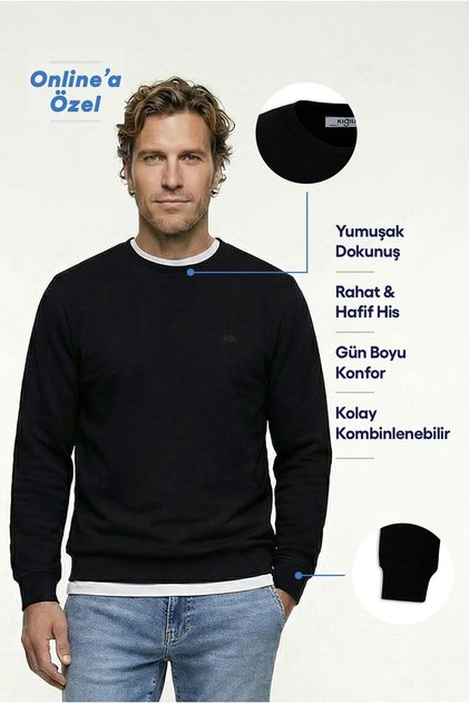 Crew Neck Regular Fit Cotton Basic Sweatshirt