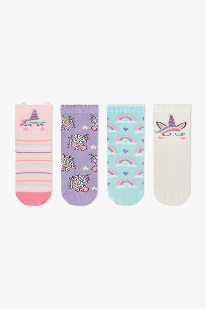 Kız Çocuk Pembe Unicorn Sky Pamuklu 4 Çift Soket Çorap