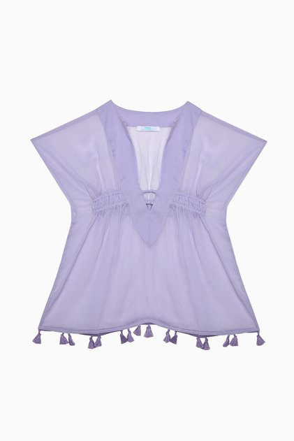 قفطان قصير أساسي برقبة على شكل حرف V للفتيات من Lilac