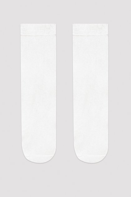 Girl's 2-Piece White Heelless Socks