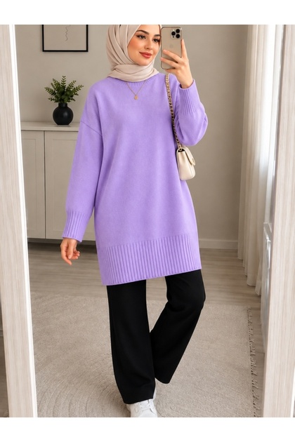 Lila Crew Neck Oversize Women's Knitwear Tunic