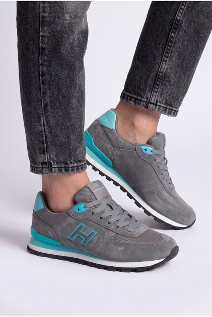Unisex Gray Genuine Leather Women's Sports Shoes