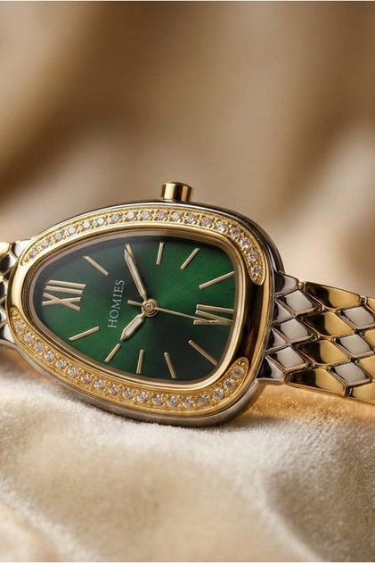 Italian Design, Luxury Women's Watch with Crystal Stone and Steel Band