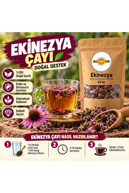 Ekinezya (Ekinezya Otu – Echinacea) Kurutulmuş Bitki Çayı 50 Gr