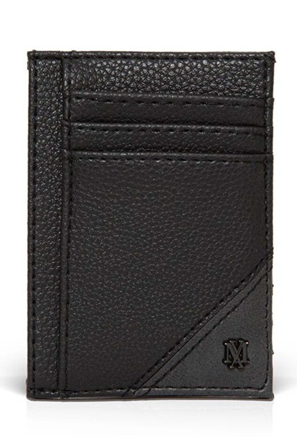 Mühür Logo Faux Leather Wallet Sports Wallet Black