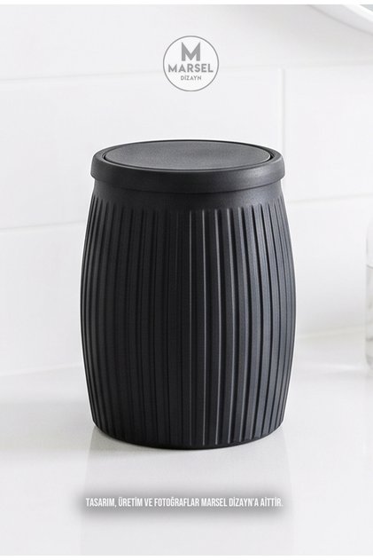 Çöp Kutusu V3 Masaüstü - Mutfak - Banyo - Açılır Kapanır - Mini - Siyah - 15CM