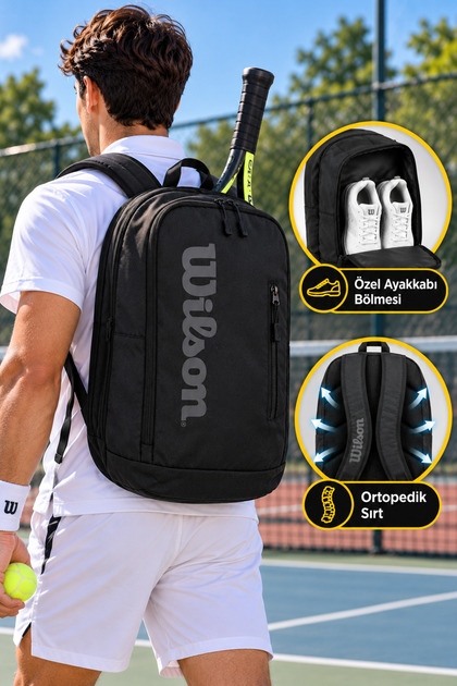 Unisex Tenis Çantası 4 Bölmeli Su Geçirmez Spor Sırt Çantası