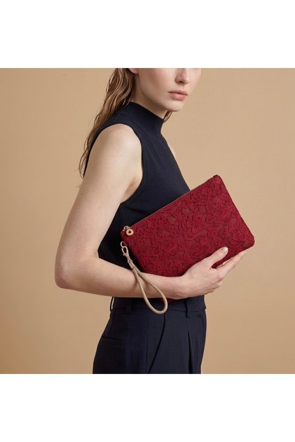 Women's Burgundy Laced Portfolio Bag