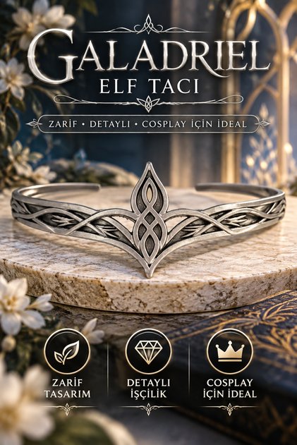Galadriel Elf Tacı Cosplay Kostüm Tacı Yaprak Desenli